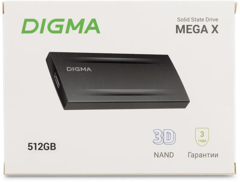 Накопитель SSD Digma USB 3.2 512GB DGSM8512G2MGG MEGA X 1.8"