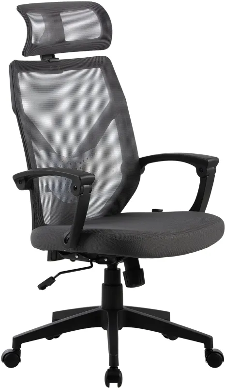 Кресло Cactus CS-MC414-GY черный/серый сетка/ткань с подголов. крестов. пластик