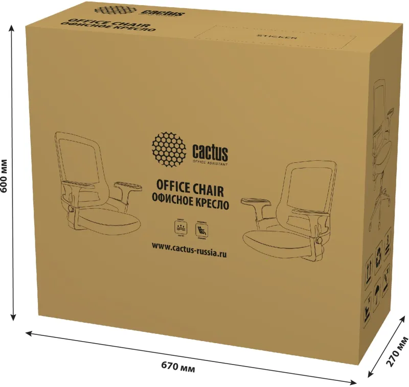 Кресло Cactus CS-MC313-BK черный сетка/ткань низк.спин. крестов. пластик