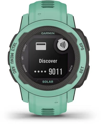 Смарт-часы Garmin Instinct 2S Solar Tactical 20мм 1.3" AMOLED корп.черный/мятный рем.мятный (010-02564-02)