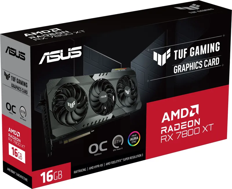 Видеокарта Asus PCI-E 4.0 TUF-RX7800XT-O16G-OG-GAMING AMD Radeon RX 7800XT 16Gb 256bit GDDR6 2213/19500 HDMIx1 DPx3 HDCP Ret
