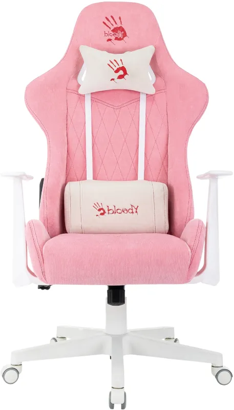 Кресло игровое A4Tech Bloody GC-930 розовый с подголов. крестов. пластик пластик белый
