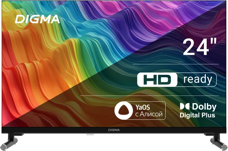 Телевизор LED Digma 24" DM-LED24SBB32 Яндекс.ТВ Frameless черный HD 60Hz DVB-T DVB-T2 DVB-C DVB-S DVB-S2 USB WiFi Smart TV