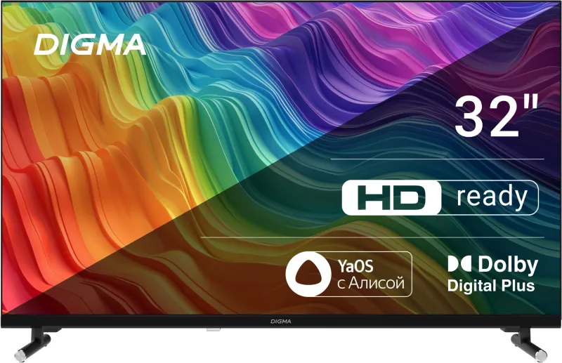 Телевизор LED Digma 32" DM-LED32SBB33 Яндекс.ТВ Frameless черный/черный FULL HD 60Hz DVB-T DVB-T2 DVB-C DVB-S DVB-S2 USB WiFi Smart TV (RUS)