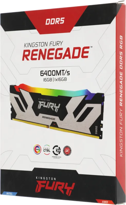 Оперативная память Kingston 16GB 6400MT/s DDR5 CL32 DIMM FURY Renegade RGB XMP
