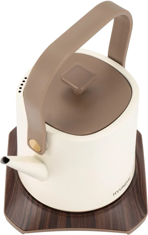 Чайник электрический Hyundai HYK-S2043 0.6л. 1000Вт кремовый/коричневый корпус: металл