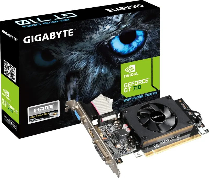 Видеокарта Gigabyte PCI-E GV-N710D3-2GL 2.0 NVIDIA GeForce GT 710 2Gb 64bit DDR3 954/1800 DVIx1 HDMIx1 CRTx1 HDCP Ret low profile