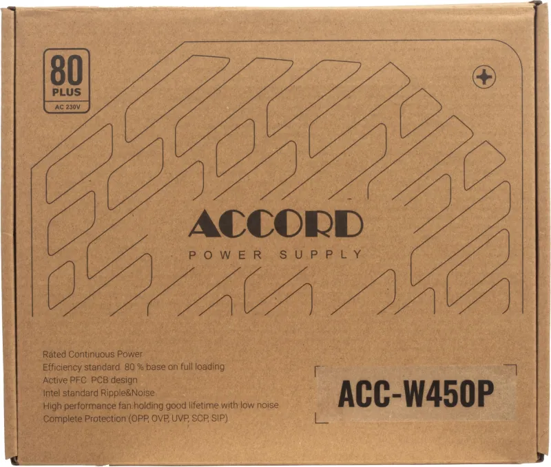 Блок питания Accord ATX 450W ACC-W450P 80 PLUS WHITE (20+4pin) 120mm fan 6xSATA