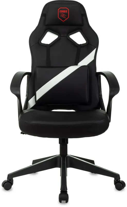 Кресло игровое Zombie 300 черный/белый эко.кожа крестов. пластик