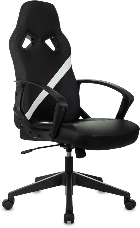 Кресло игровое Zombie 300 черный/белый эко.кожа крестов. пластик