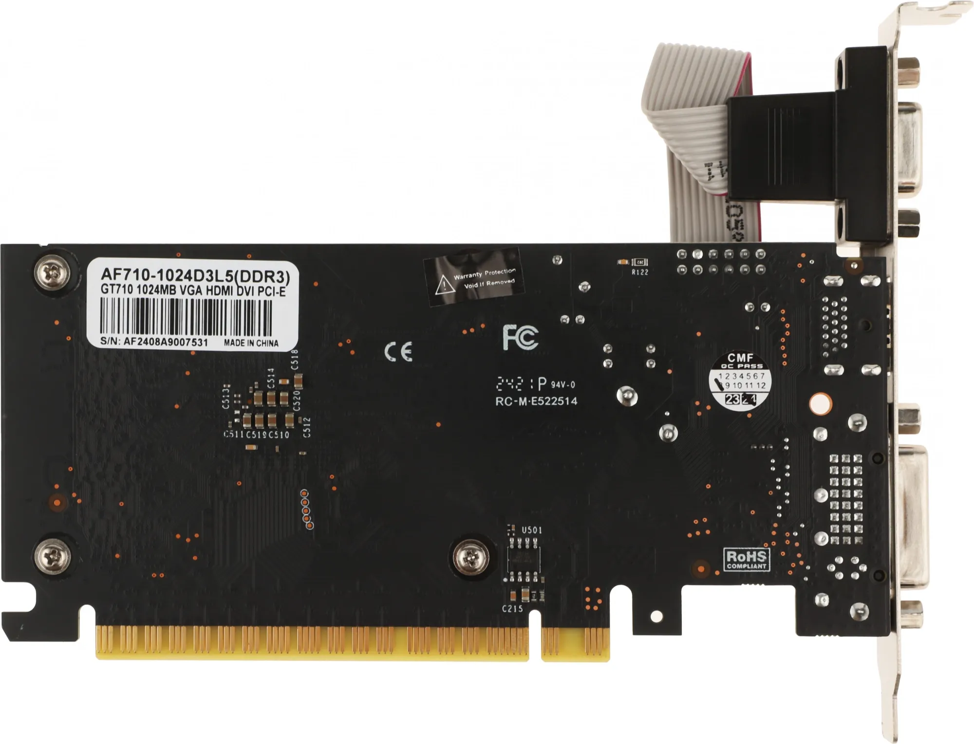 Видеокарта Afox PCI-E AF710-1024D3L5 NVIDIA GeForce GT 710 1Gb 64bit GDDR3 954/1600 DVIx1 HDMIx1 CRTx1 HDCP Ret