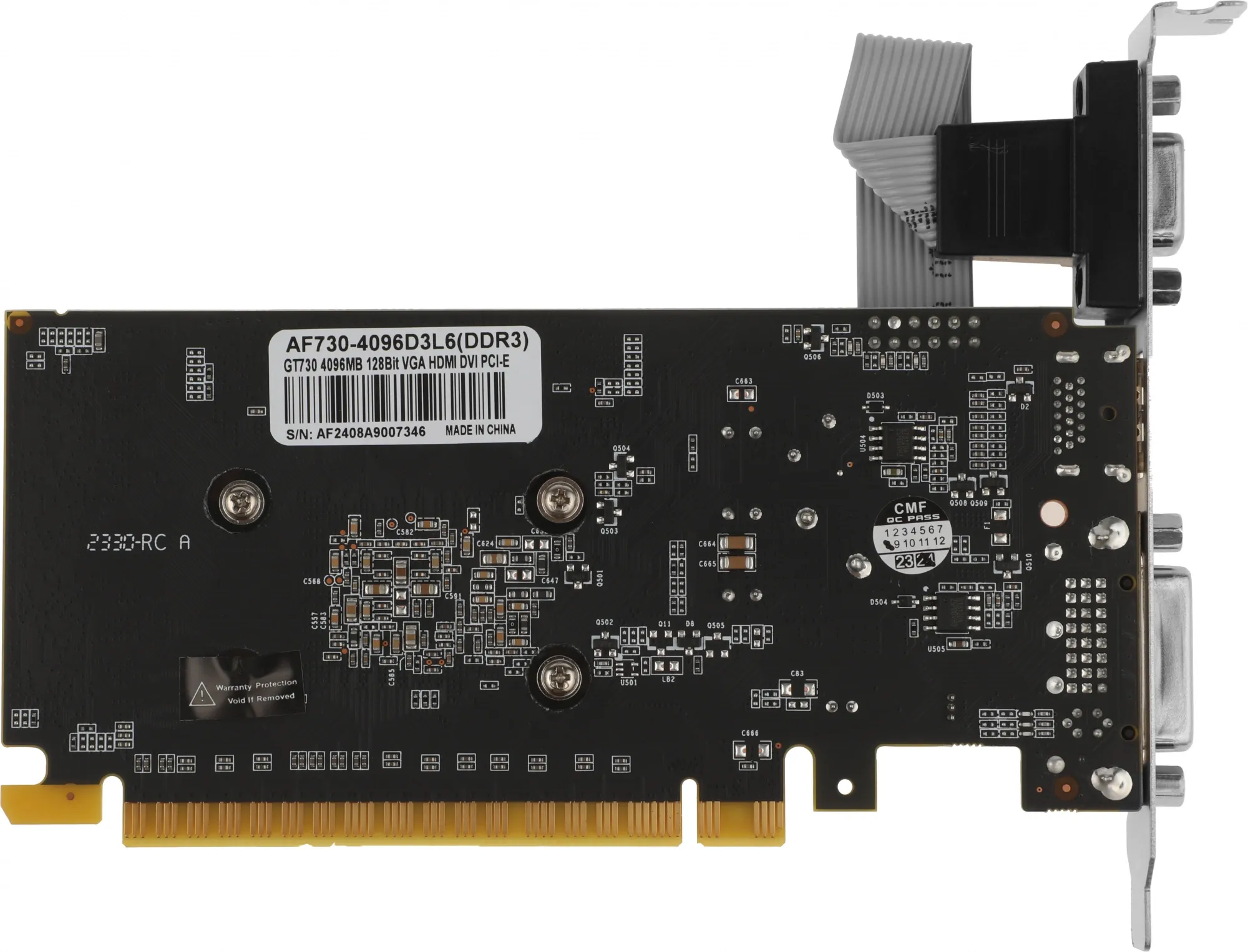 Видеокарта Afox PCI-E AF730-4096D3L6 NVIDIA GeForce GT 730 4Gb 128bit GDDR3 700/1333 DVIx1 HDMIx1 CRTx1 HDCP Ret low profile