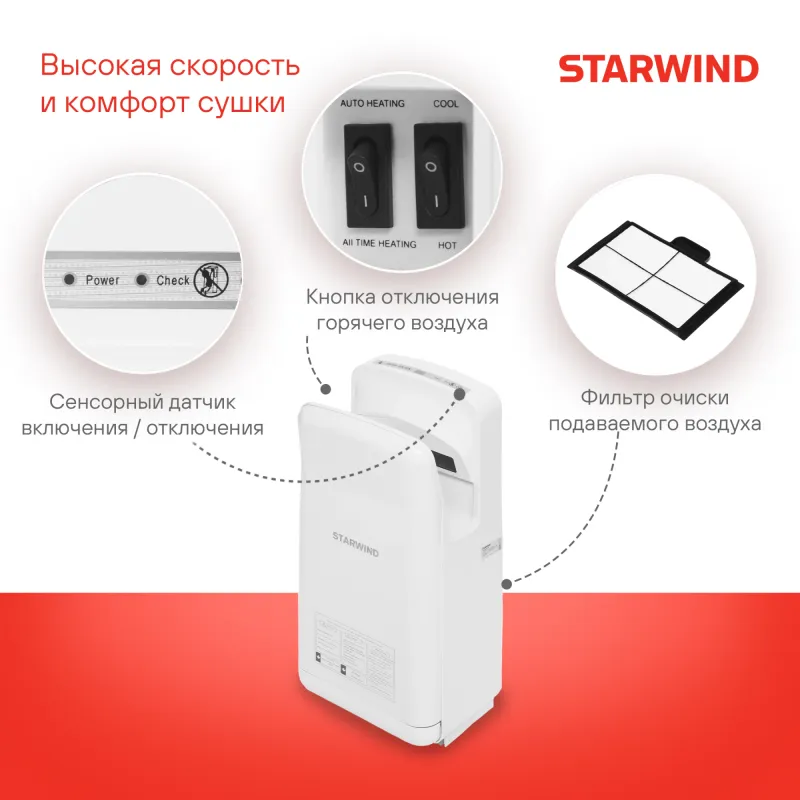 Сушилка для рук Starwind SW-HD879 2000Вт белый