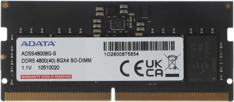 Память DDR5 8GB 4800MHz A-Data AD5S48008G-S RTL PC4-38400 CL40 SO-DIMM 262-pin 1.1В single rank Ret