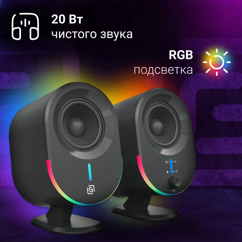 Колонки Оклик OK-303A 2.0 черный 20Вт BT