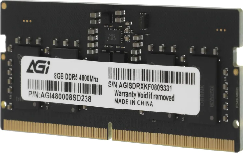 Память DDR5 8GB 4800MHz AGi AGI480008SD238 RTL PC5-38400 CL40 SO-DIMM 262-pin 1.1В single rank Ret