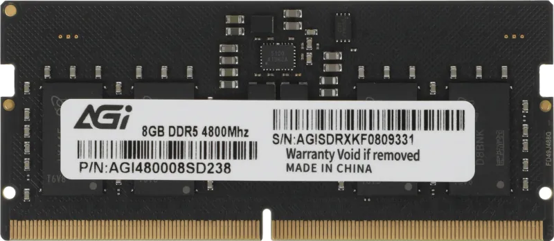Память DDR5 8GB 4800MHz AGi AGI480008SD238 RTL PC5-38400 CL40 SO-DIMM 262-pin 1.1В single rank Ret