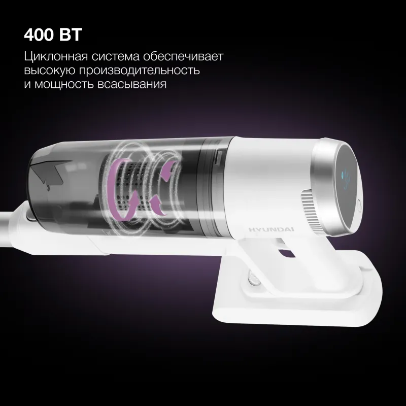Пылесос ручной Hyundai HYV-S5550 400Вт белый/серебристый