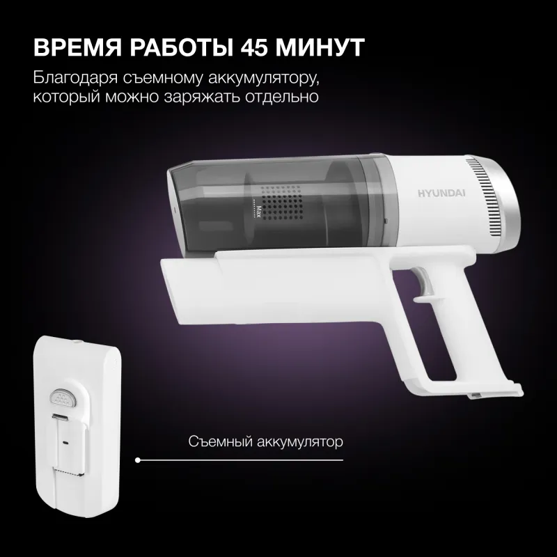 Пылесос ручной Hyundai HYV-S5550 400Вт белый/серебристый