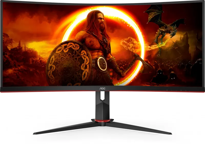 Монитор AOC 34" Gaming CU34G2XP/BK черный/красный VA LED 21:9 HDMI матовая HAS 400cd 178гр/178гр 3440x1440 180Hz FreeSync Premium DP FHD USB 8.1кг