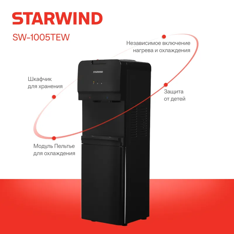 Кулер Starwind SW-1005TEW напольный электронный черный