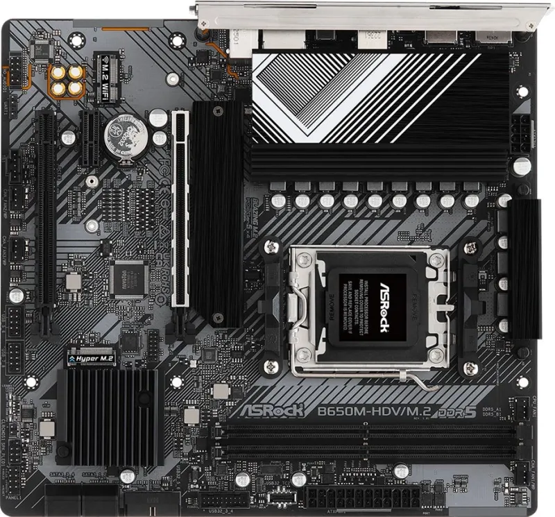 Материнская плата ASROCK B650M-HDV/M.2, AM5, B650, 2*DDR5, HDMI+DP, 4xSATA3 6.0, M.2 Socket, RAID, USB 3.2, USB 2.0, Type-C, mATX