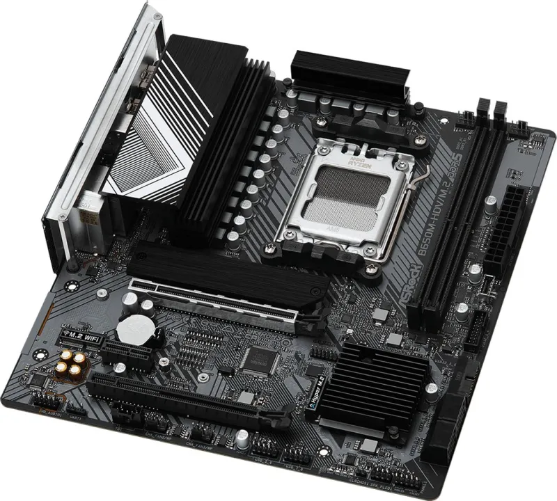Материнская плата ASROCK B650M-HDV/M.2, AM5, B650, 2*DDR5, HDMI+DP, 4xSATA3 6.0, M.2 Socket, RAID, USB 3.2, USB 2.0, Type-C, mATX