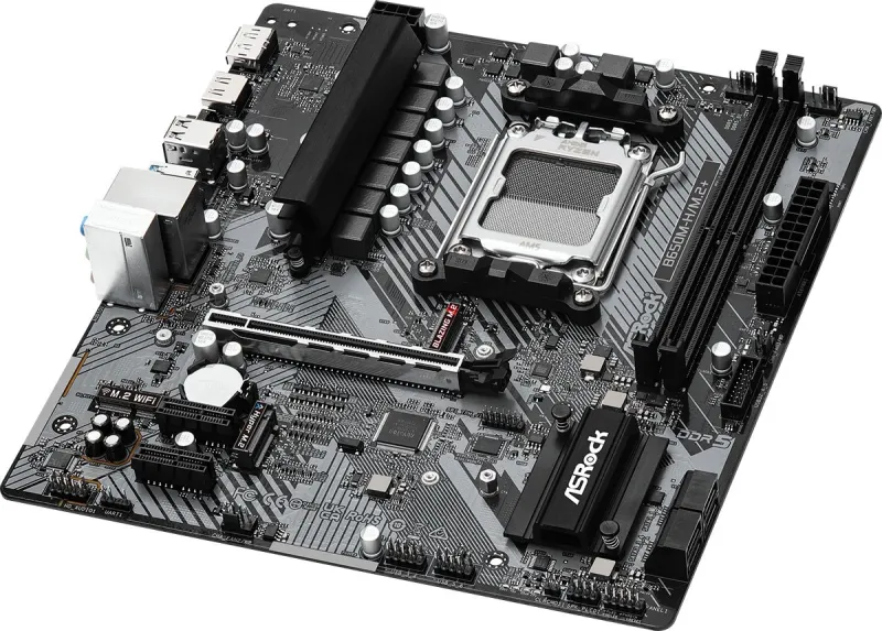 Материнская плата ASROCK B650M-H/M.2+, AM5, B650, 2*DDR5, HDMI+DP, 4xSATA3 6.0, M.2 Socket, RAID, USB 3.2, USB 2.0, Type-C, mATX