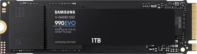 твердотельные диски SSD M.2 (PCI-E NVMe 2.0 Gen 4.0 x4) 1Tb Samsung 990 EVO (R5000/W4200MB/s) 1year