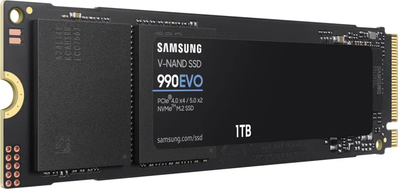 твердотельные диски SSD M.2 (PCI-E NVMe 2.0 Gen 4.0 x4) 1Tb Samsung 990 EVO (R5000/W4200MB/s) 1year