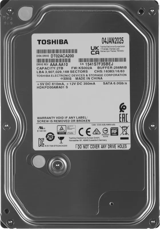 Жесткий диск Toshiba SATA-III 2TB DT02ACA200 Notebook/Desktop (7200rpm) 256Mb 3.5"