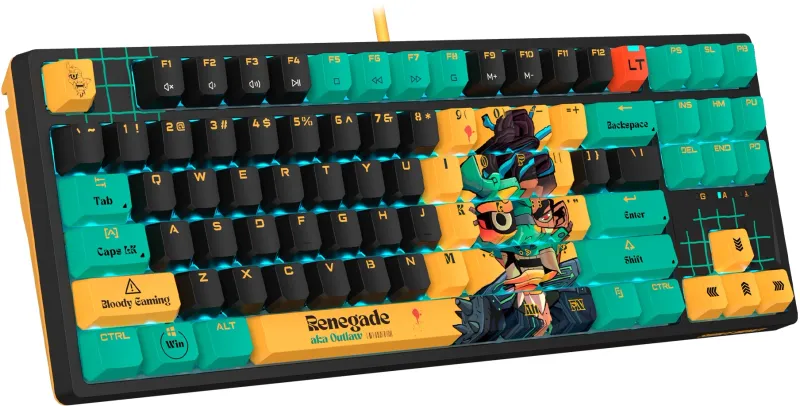 Клавиатура A4Tech Bloody AT87 Renegade механическая черный/зеленый USB for gamer LED (AT87)