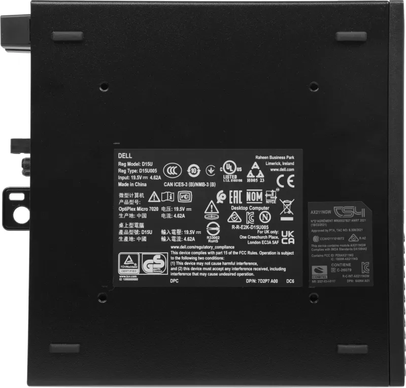 Неттоп Dell Optiplex 7020 Micro i5 14500T (1.1) 8Gb SSD256Gb UHDG 770 Linux Ubuntu GbitEth 260W мышь клавиатура черный (7020-5860)