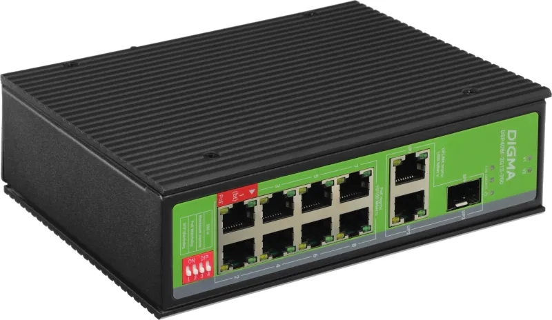 Коммутатор Digma DSP408F-2G1S-300 (L2) 8x100Мбит/с 2x1Гбит/с 1SFP 8PoE 8PoE+ 1PoE++ 300W неуправляемый