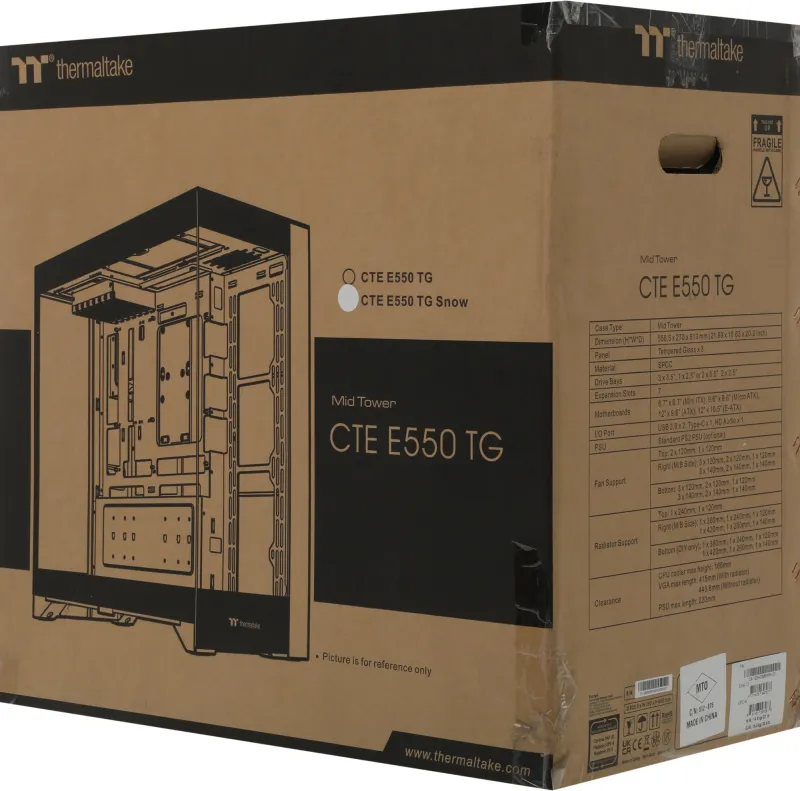 Корпус Thermaltake CTE E550 TG белый без БП ATX 3x140mm 2xUSB3.0 audio bott PSU