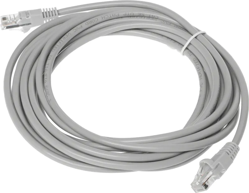 Патч-корд KingPrice KP-PC-c5e-5m-g 1Гбит/с UTP 4 пары cat.5E CCA molded 5м серый RJ-45 (m)-RJ-45 (m)