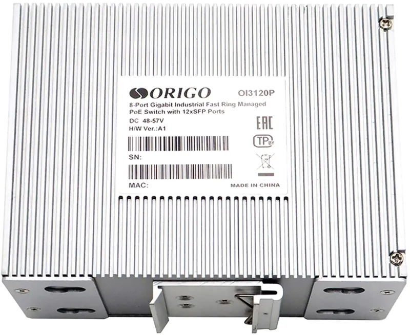 Коммутатор ORIGO Managed L2 Industrial Fast Ring Switch 8x1000Base-T PoE, 12x1000Base-X SFP, PoE Budget 185W, Surge 4KV, -40 to 75°C