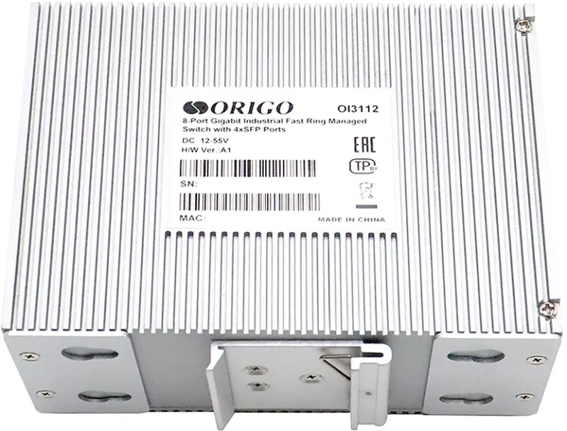 Коммутатор ORIGO Managed L2 Industrial Fast Ring Switch 8x1000Base-T, 4x1000Base-X SFP, Surge 4KV, -40 to 75°C