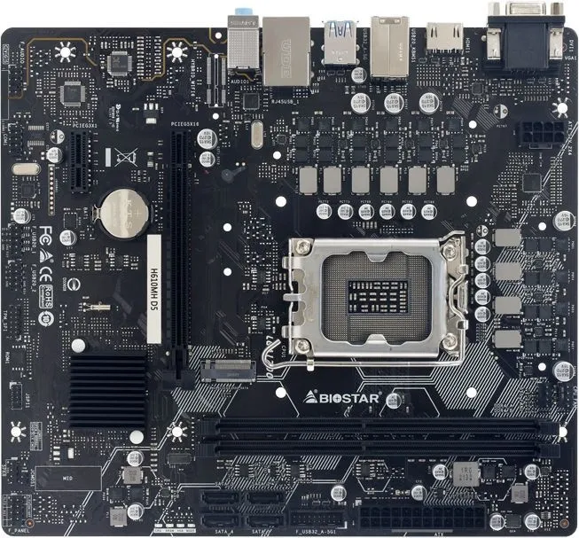 Материнская плата Biostar H610MH D5 Soc-1700 Intel H610 2xDDR5 mATX AC`97 8ch(7.1) GbLAN RAID+VGA+HDMI