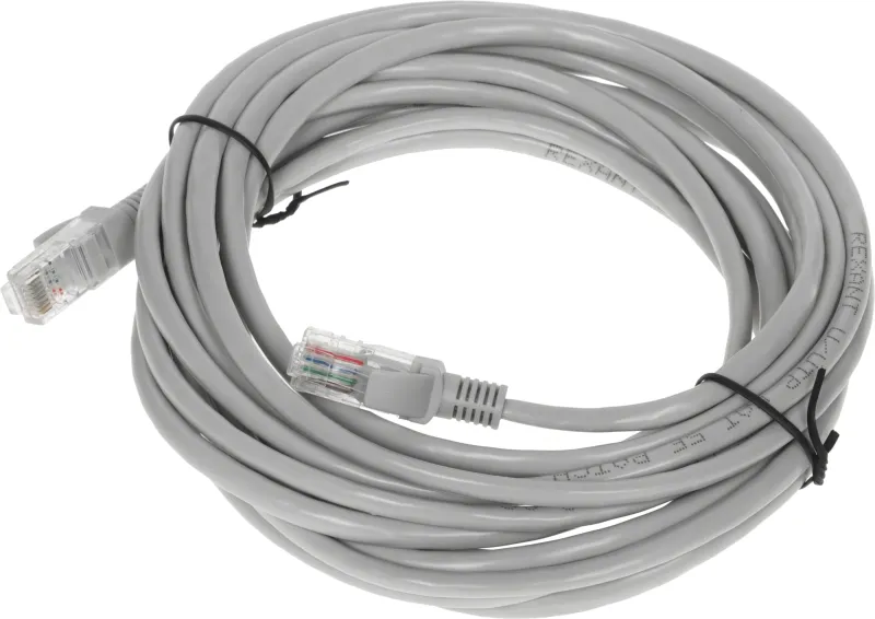 Патч-корд Rexant 18-1007 UTP RJ-45 вил.-вилка RJ-45 кат.5E 5м серый ПВХ