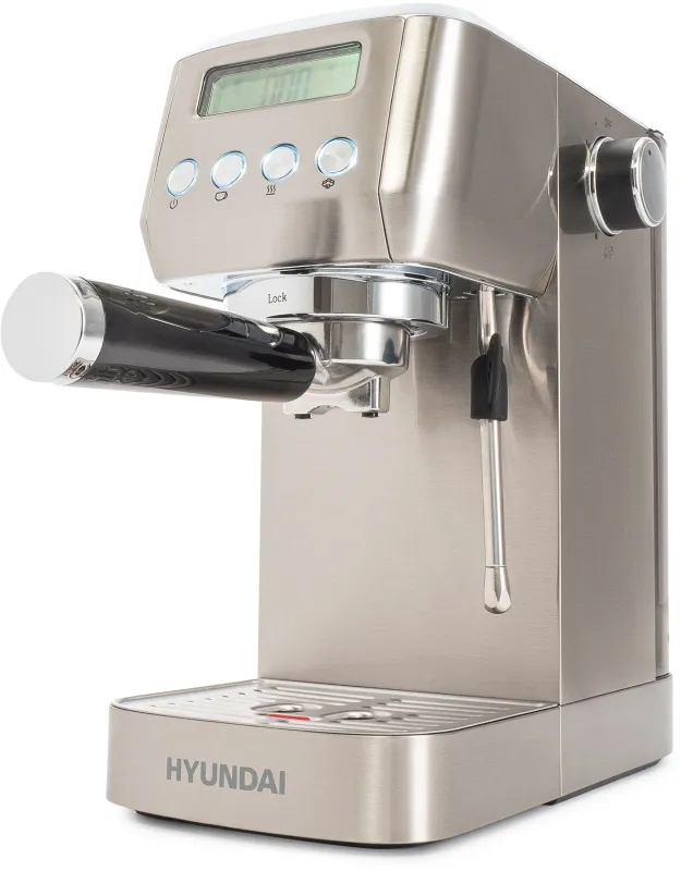 Кофеварка рожковая Hyundai HEM-9990 1350Вт серебристый