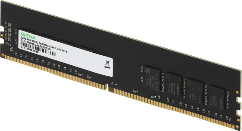 Память DDR4 32GB 3600MHz Digma DGMAD43600032D RTL PC4-28800 CL18 DIMM 288-pin 1.35В dual rank Ret