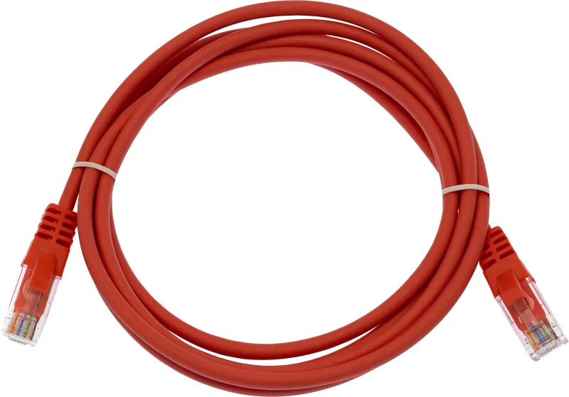 Патч-корд Suprlan 10-0154 UTP RJ-45 вил.-вилка RJ-45 кат.5E 3м красный LSZH 26AWG
