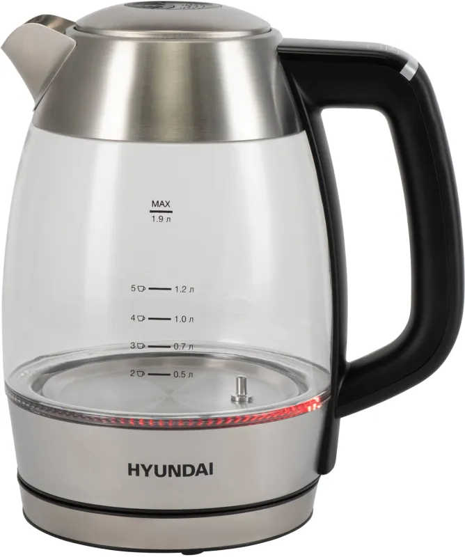 Чайник электрический Hyundai HYK-G9408 1.9л. 2200Вт черный/серебристый корпус: стекло
