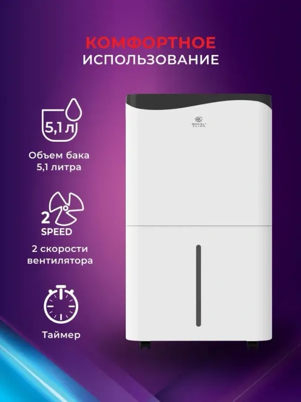 Осушитель воздуха Royal Clima Pacific Studio RD-PC40-E 535Вт бытовой белый