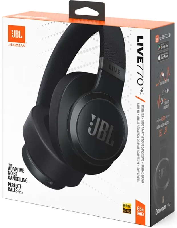Гарнитура накладные JBL Live 770NC 2м черный беспроводные bluetooth оголовье (JBLLIVE770NCBLK)