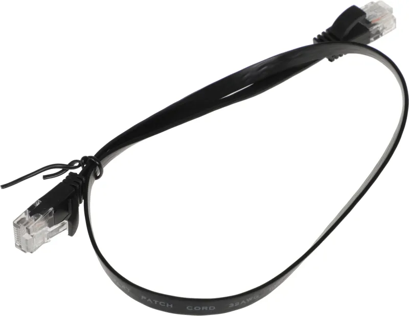 Патч-корд Buro Flat 10Гбит/с UTP 4 пары cat.6 Cu molded 0.5м черный RJ-45 (m)-RJ-45 (m) (BU-C6-FLAT-0.5M-B)