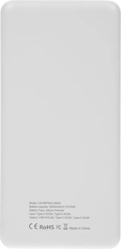 Мобильный аккумулятор Cactus CS-PBFSEA-20000 20000mAh 4.5A USB-A/2xUSB-C белый