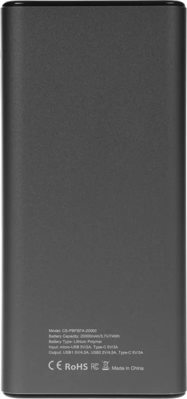 Мобильный аккумулятор Cactus CS-PBFSFA-20000 20000mAh 4.5A 2xUSB-A/USB-C серый