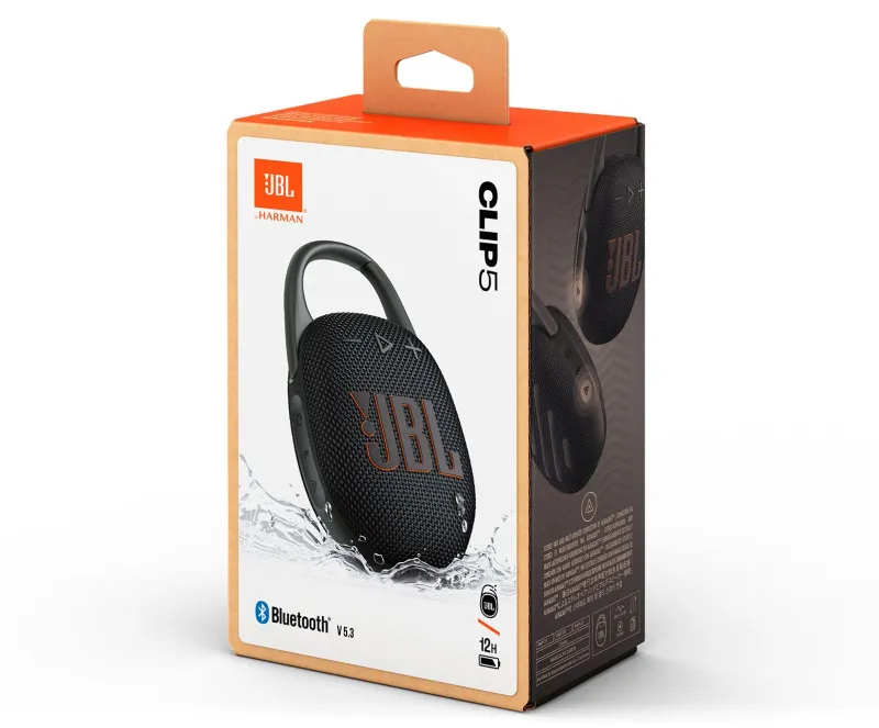 Колонка порт. JBL Clip 5 черный 7W Mono BT 1400mAh